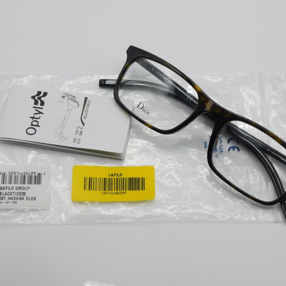 NEW DIOR BLACKTIE 235 581 HAVANA BLACK RECTANGULAR EYEGLASSES FRAME 54-1… - Picture 10 of 10